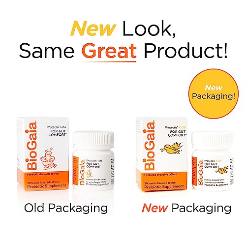 BioGaia Protectis Chewable Tablets for Toddlers, Kids, and Teens Occasional Stomach Pain, Constipation, Diarrhea, and Regularity, 30 Tablets, 3 Pack