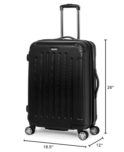 Kenneth Cole REACTION Renegade Luggage Expandable 8-Wheel Spinner Lightweight Hardside Suitcase, Navy Blue, 20-Inch Carry On