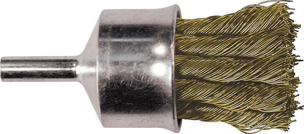 PFERD 83104 Stem Mounted Flared Cup Power Knot End Brush, Brass Bristles, 1