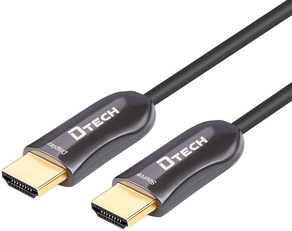 DTECH Ultra Slim Long Fiber Optic HDMI Cable 50 Feet 2.0 Supports 4K 60Hz 18Gbps High Speed Extra Thin UHD Cord for Projector Monitor Pack of 2