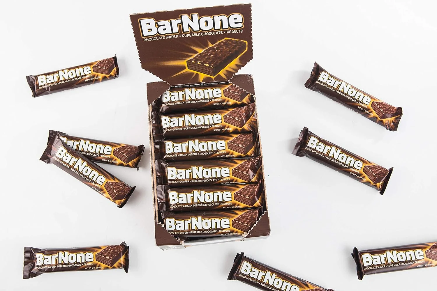 BarNone Chocolate Bar | Chocolate Wafer – Pure Milk Chocolate - Peanuts | A Chocolate Lover’s Candy Bar | BarNone Chocolate Bar Brought To You By Iconic Candy | 24 Count
