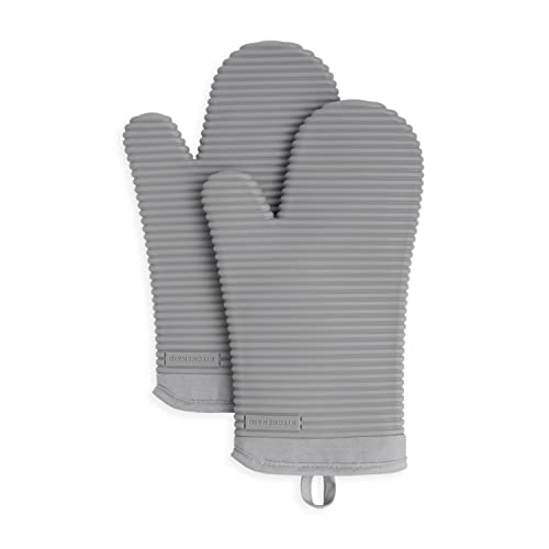 KITCHENAID Ribbed Soft Silicone Oven Mitt 2-Pack Set, 7.5