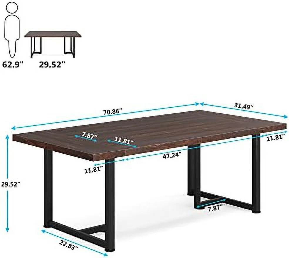KHBIULIFE 70.8\u2019\u2019 Executive Desk Computer Desk for Home Office  Large Desk Wooden Seminar Table Industrial Workstation Business  (Brown)