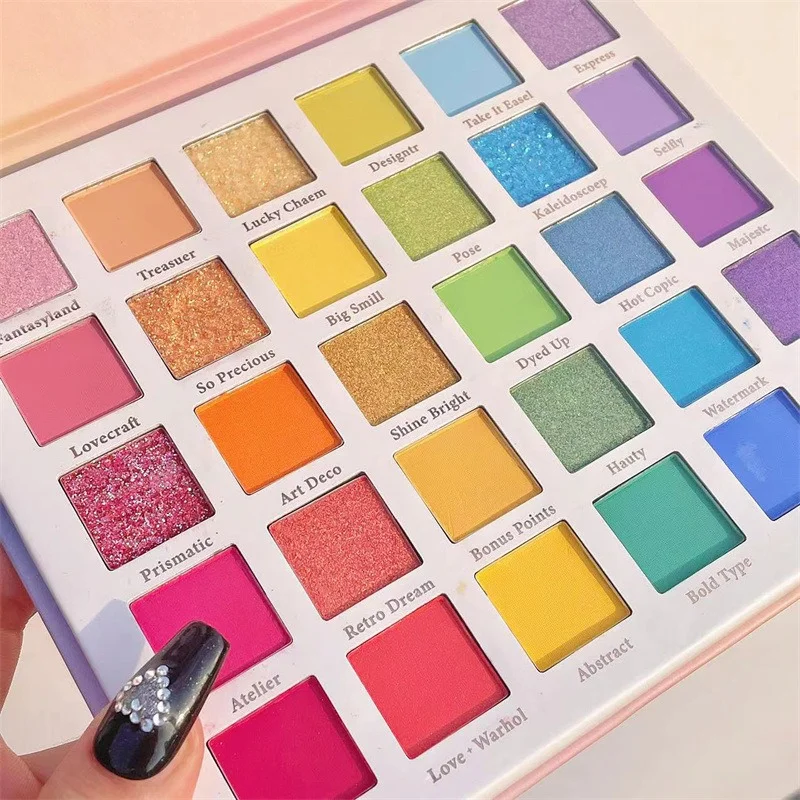 Eyeshadow Palette 30 Pigmented Matte Shimmer Eye Shadow Makeup Palette Glitter Long Lasting(Rainbow + 5 brushes)