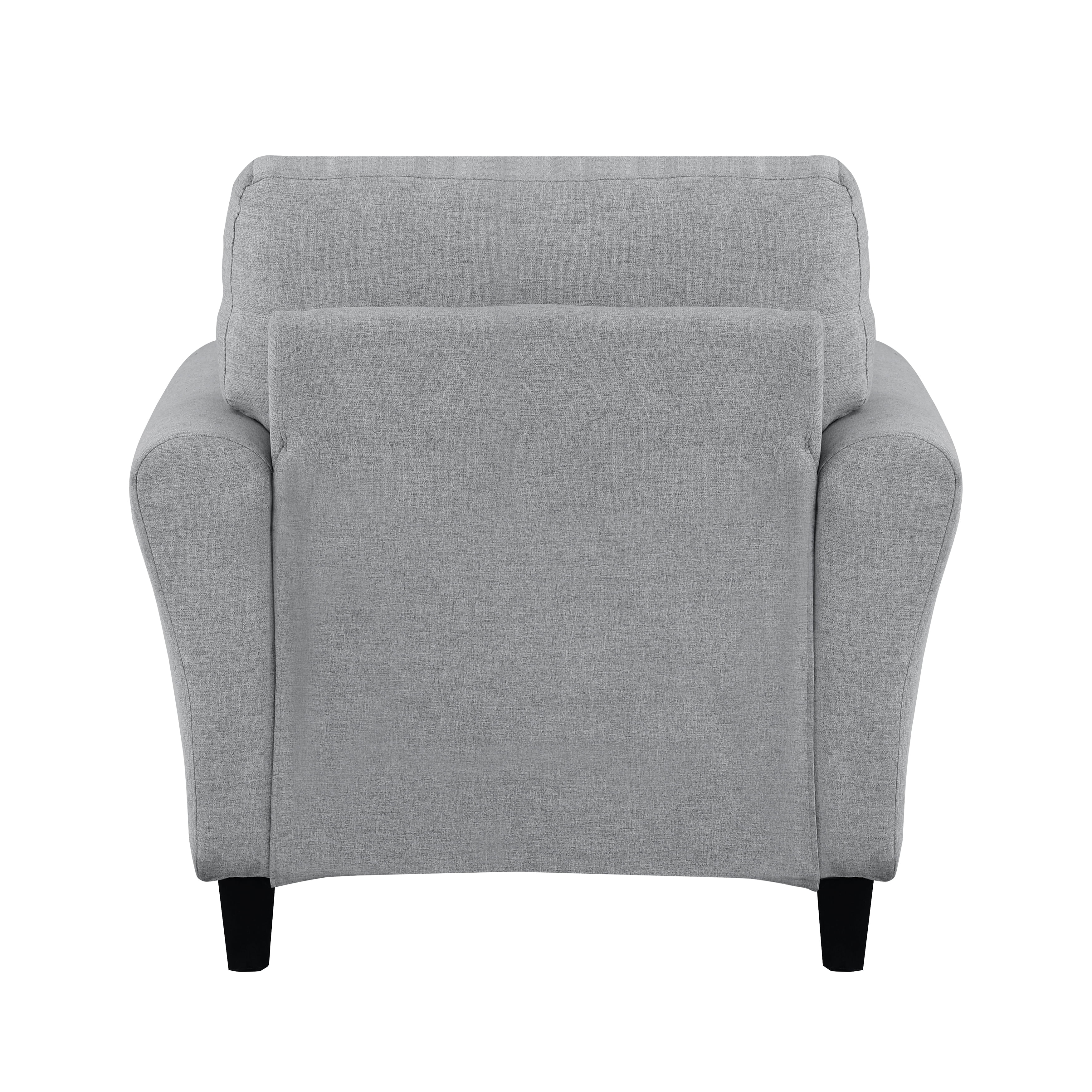 Andoer 1pc Chair Dark Gray Textured Fabric Upholstered Rounded Arms Attached Cushion Transitional Living Room Furniture