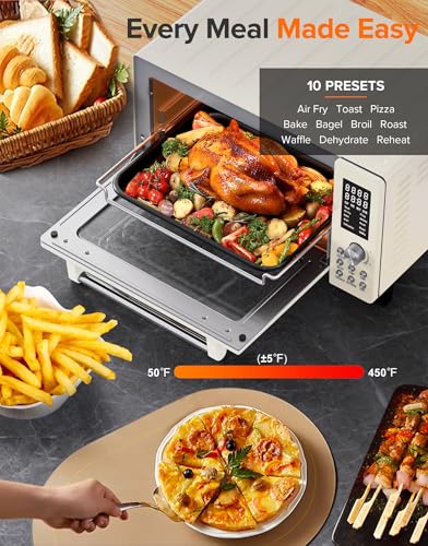 Nuwave Bravo Pro Smart 21QT Toaster Oven Air Fryer Combo, Convection Oven Countertop, 10 functions all in 1, with even & quick crisp technology, 50-450°F, 1800W, Stainless Steel