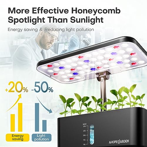 Indoor Garden Hydroponics Growing System: 10 Pods Plant Germination Kit Aeroponic Herb Vegetable Growth Lamp Countertop with LED Grow Light - Hydrophonic Planter Grower Harvest Veggie Lettuce, White