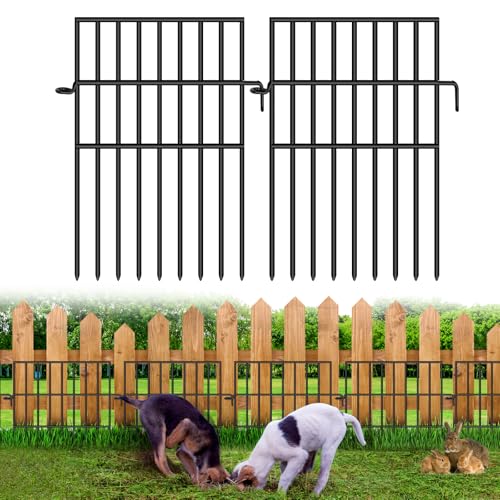 Animal Barrier Fence, 25 Panels No Dig Fences, 17in(H) X 27ft(L) Garden Fence Animal Barrier for Rabbits and Dog Under Fence Barrier, Rustproof Metal Fences Border for Outdoor, Yard, Patio