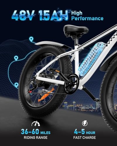 EB26 Electric Bike for Adults Peak 1500W Electric Bicycle 48V 15AH (720WH) Battery Electric Bike 26