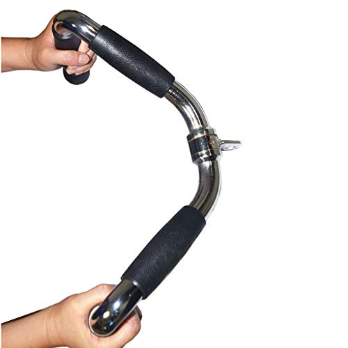 Lat Cable Machine Attachment Curl Pulldown Barbell Revolving Bar, Multi-Exerciser Cable Attachment, Solid Steel Tricep Press Down Bar with Rubber Handgrips & Revolving Hanger