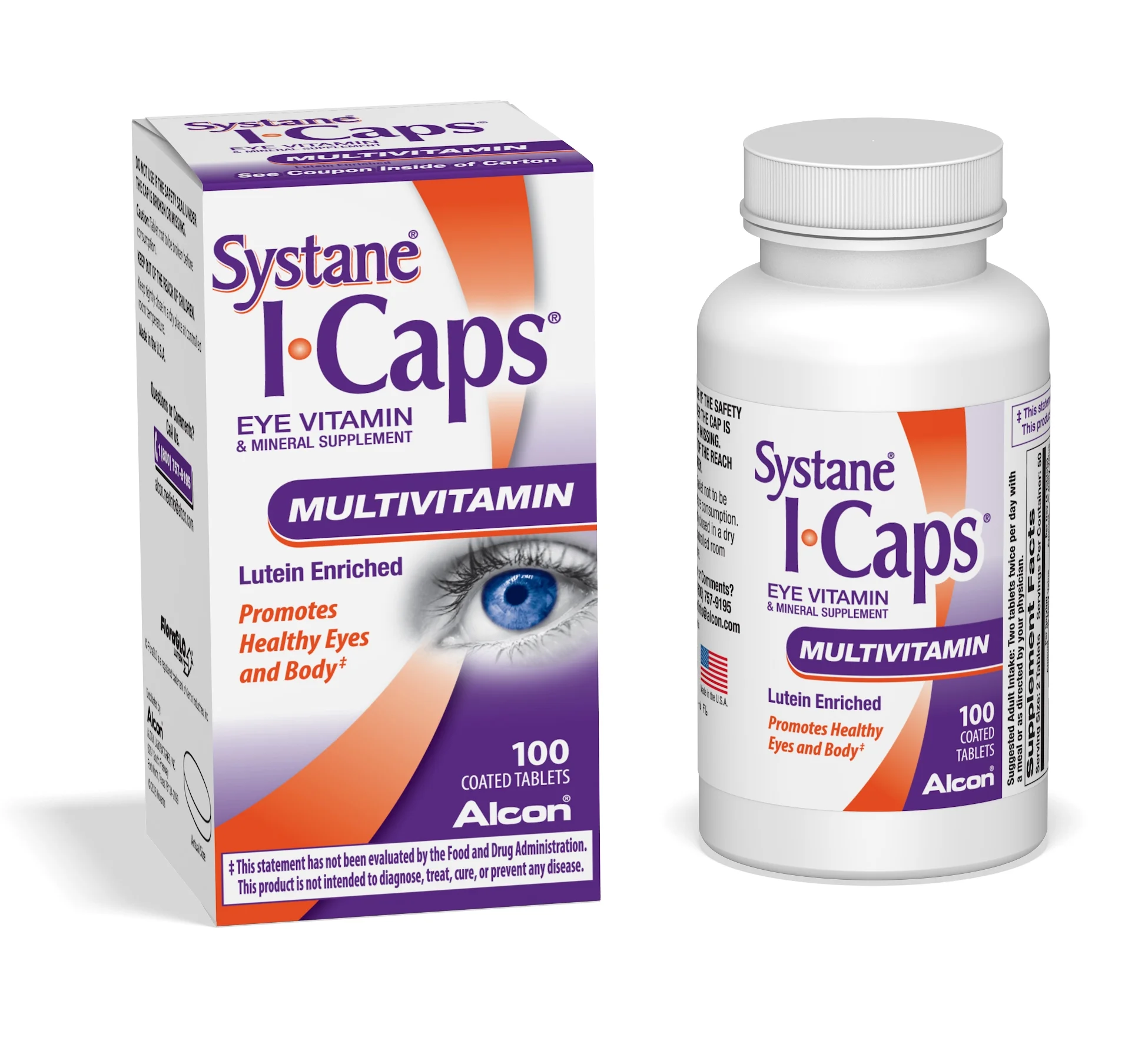 ICaps Multivitamin Eye Vitamin and Mineral Support, Coated Tablets, 100 tablets