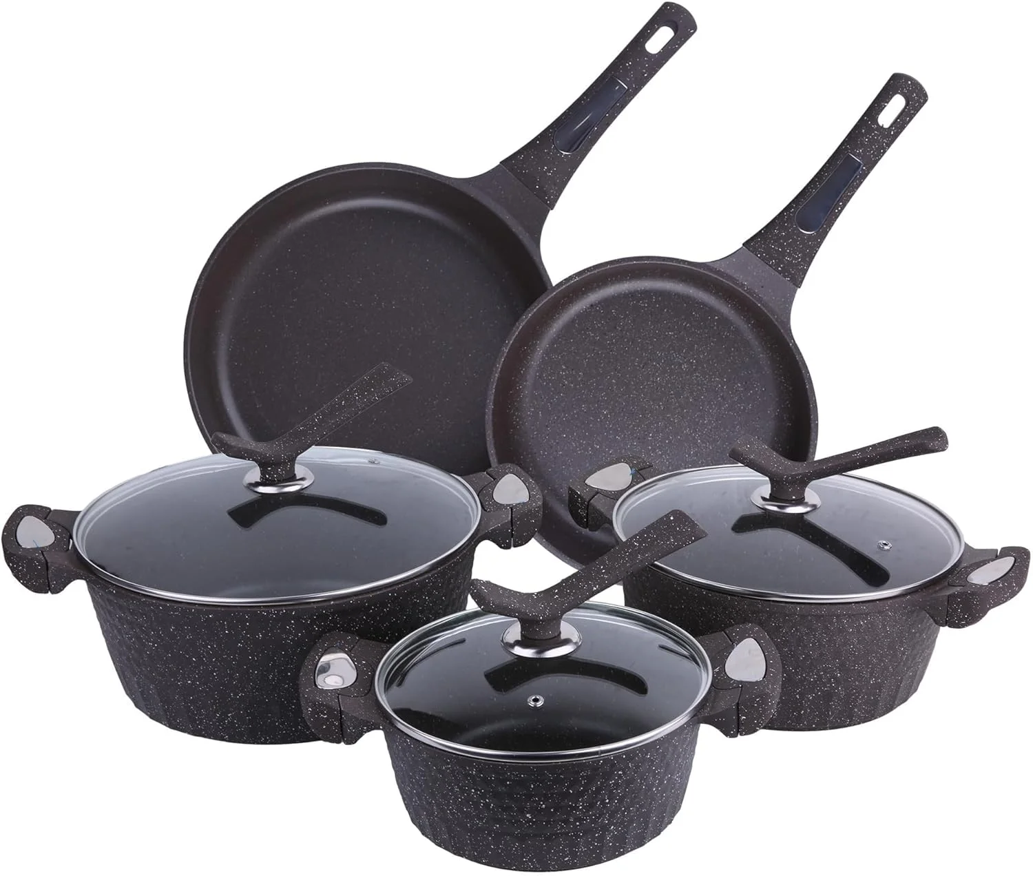 Nonstick Cookware Set 8 Piece,Dishwasher Safe Pots And Pans Set,Large Capacity Pots Set,Classic Kitchen Cookware Set,Black