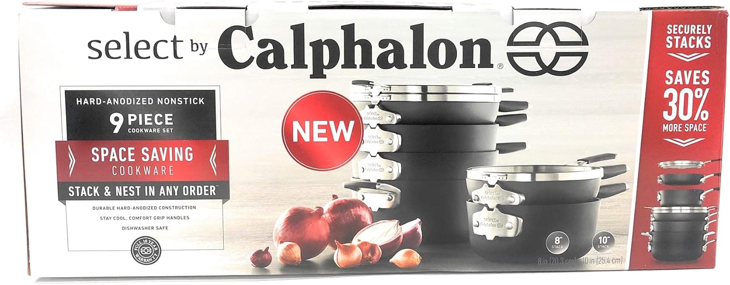 Calphalon Select 9pc Space Saving Hard-Anodized Nonstick Cookware Set