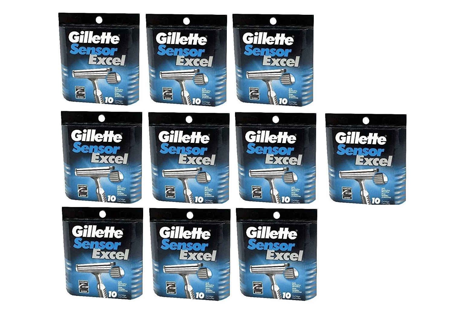 Gillette Sensor Excel Refill Blade Cartridges, 10 Ct. (Pack of 10)