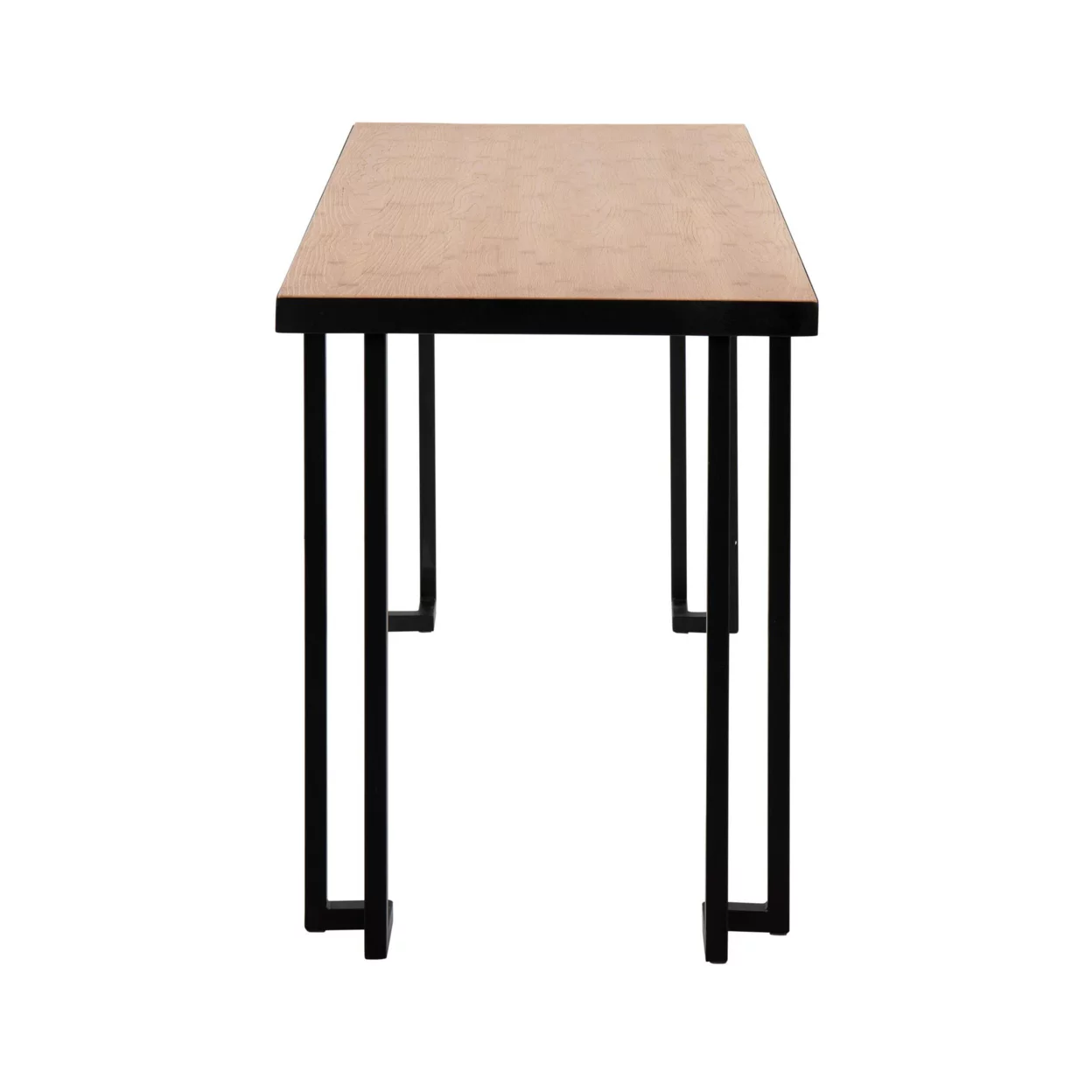 Home Roman Industrial Desk In Black Steel With Natural Wood Top