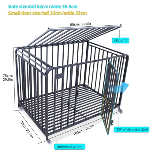 Dog Crate Cage XL Kennel Indoor Heavy Duty Pet Escape Proof Crate for Medium and Large Dogs Removable Crate(Black)