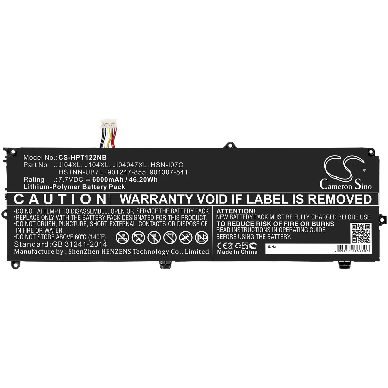 Cs Applicable To Hp Ji04xl 901247-855 Hsn-I07c Battery Ji04047xl