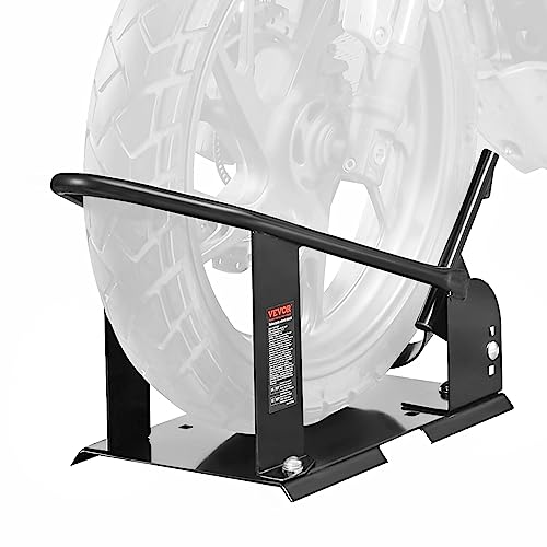 VEVOR Motorcycle Wheel Chock, 1800 lbs Capacity Wheel Cradle Holder, Heavy-Duty Steel Motorcycle Front Wheel Stand with 3 Adjustable Holes, for 15