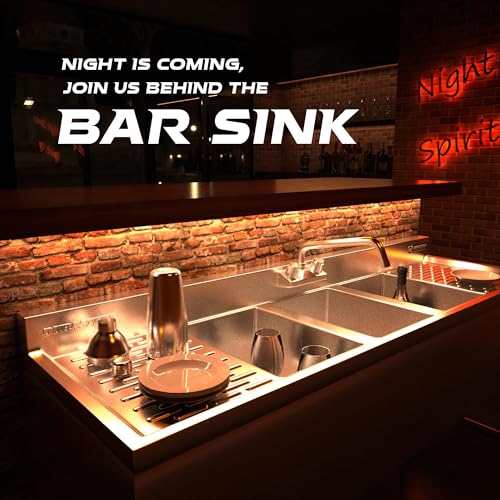 DuraSteel 3 Compartment Under Bar Sink - CEC & NSF 304 Stainless Steel 3 Bay Utility Sink with No Lead Faucet - 60