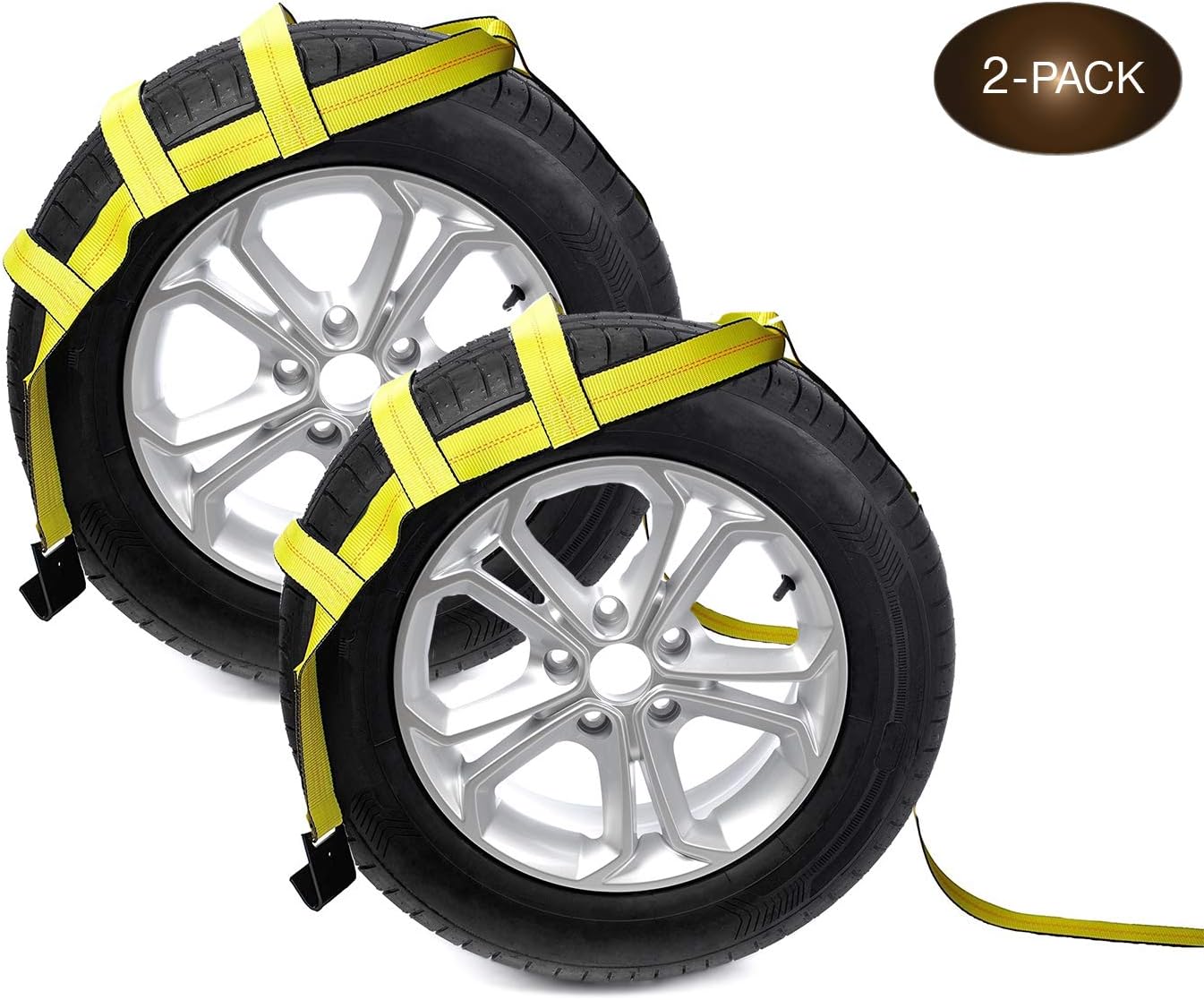 DC Cargo Mall Tow Dolly Basket Straps with Flat Hooks | 2-Pack | Car Wheel Straps for Auto Hauling