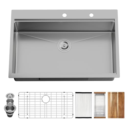 25 Inch Utility Laundry Sink Drop In 16 Gauge Stainless Steel Single Bowl Laundry Room Sink Laundry & Utility Room Kitchen Sinks 25