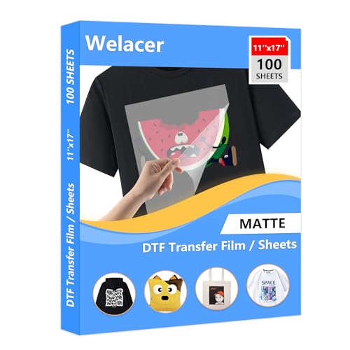 100 Sheets DTF Transfer Film Paper A4 Double Sided Thick Clear Pretreat Sheets, PET Heat Transfer Paper for Inkjet Printer DTG Printer Direct Print On T Shirts Textile