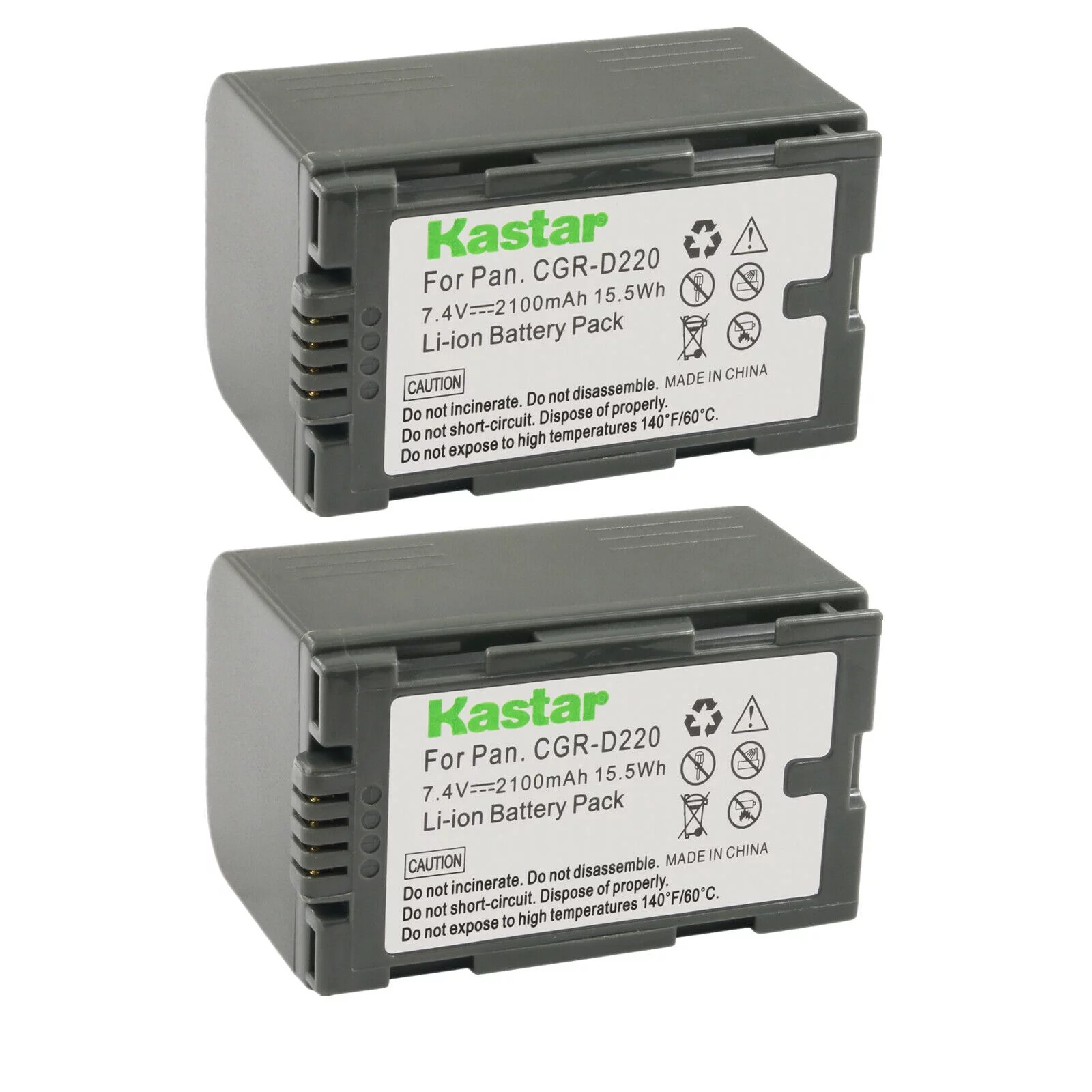 Kastar 2-Pack CGR-D16 Battery Replacement for Panasonic PV-GS15, PV-GS16, PV-BP8, PV-D401, PV-VM202, DZ-MX5000, VDR-M10, VDR-M20, AJ-PCS060G(Portable Hard Disk) Camera