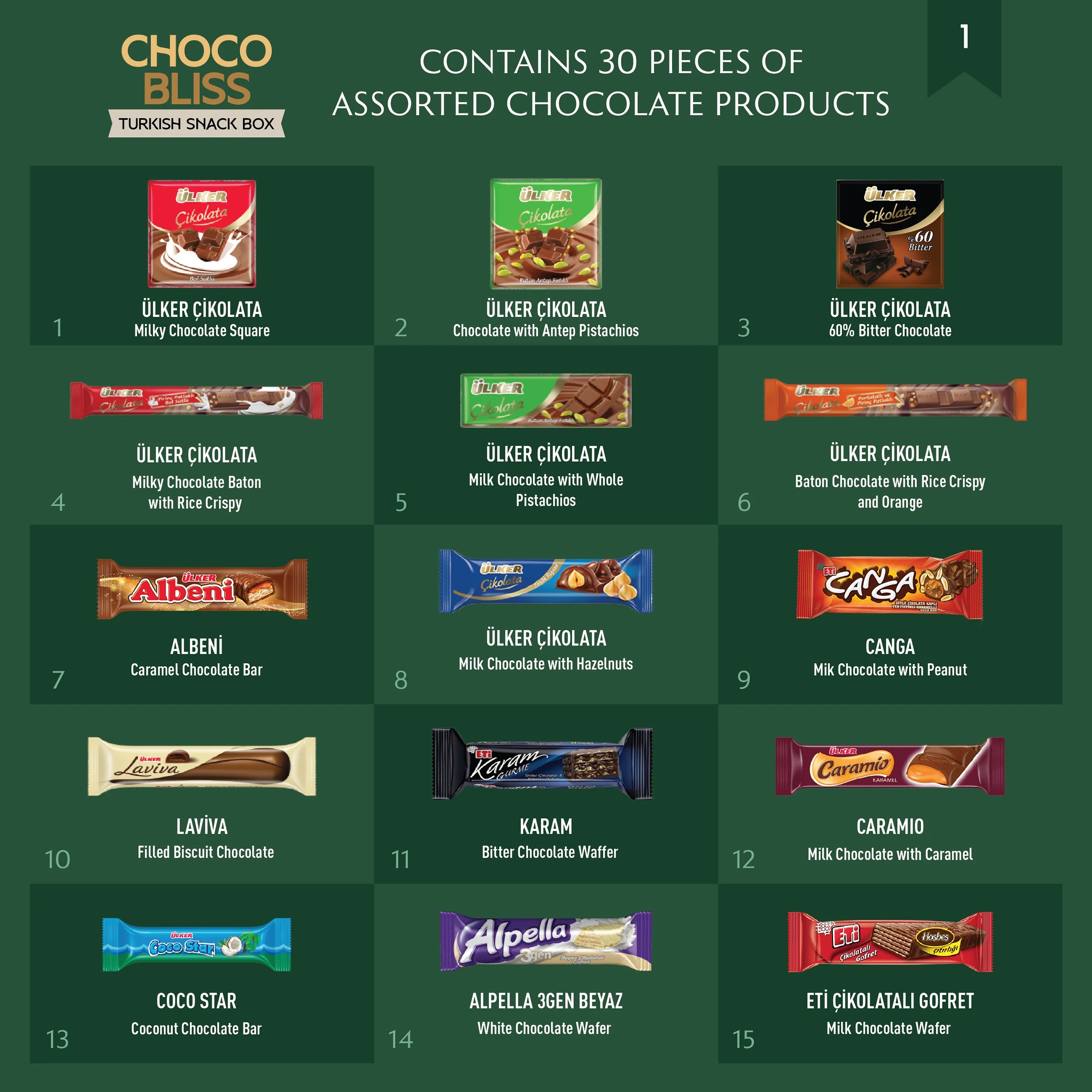 Eastanbul International Snack Box, 30 Full-Size Chocolate Assortment Bars