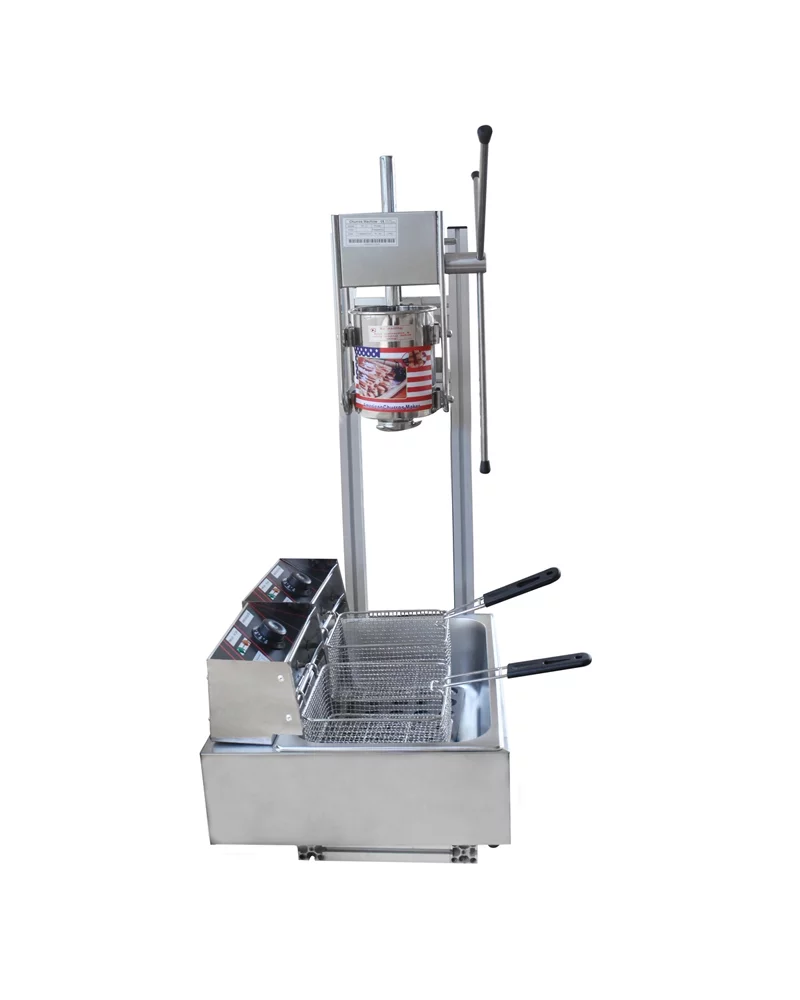 INTSUPERMAI Spanish Churros Making Machine 5L with Electric Deep Fryer 12L 220V