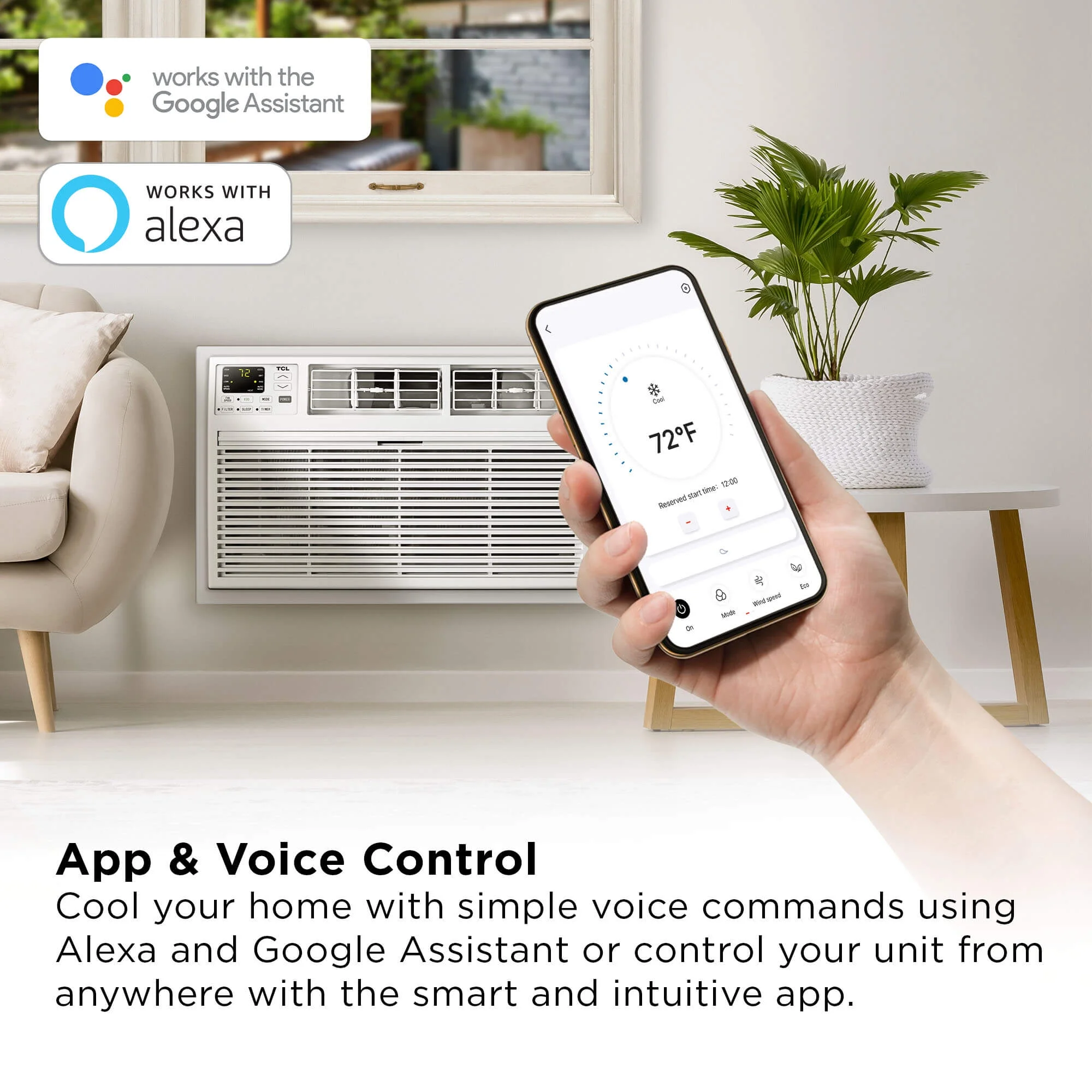 TCL Home Smart 8,000 BTU Through-The-Wall Air Conditioner, 115V, E-Star, Remote Included, White, W8T9E1-A