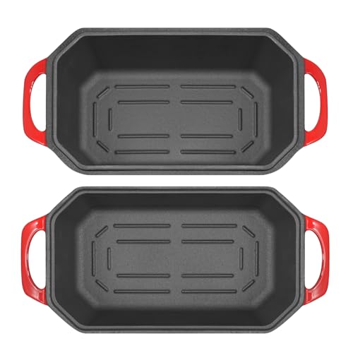 Bread Pan Cast Iron Loaf Pan with Lid Bread Loaf Pan 9x5 Inch Loaf Pan Enameled Cast Iron Sourdough Loaf Pan, DarkCyan