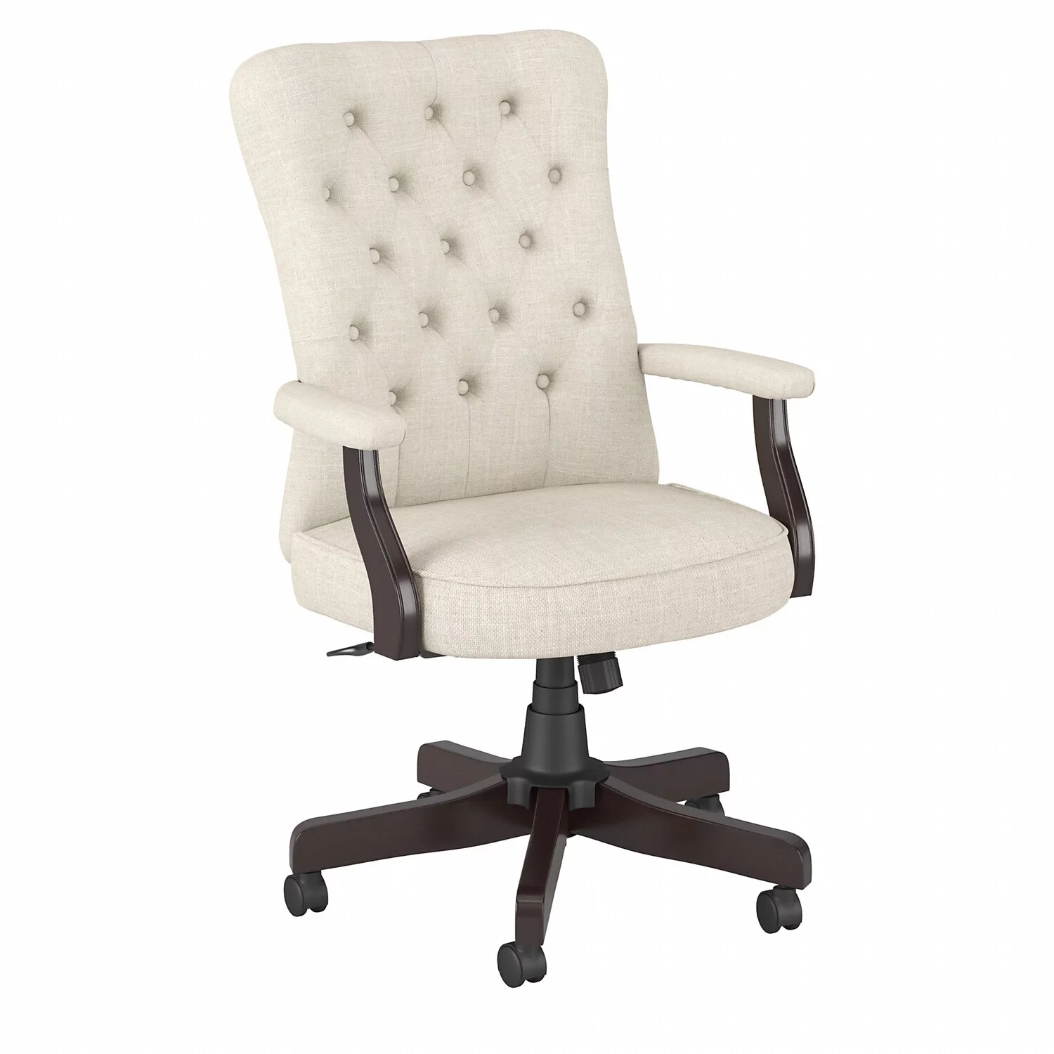 Arden Lane High Back Tufted Office Chair with Arms in Cream Fabric