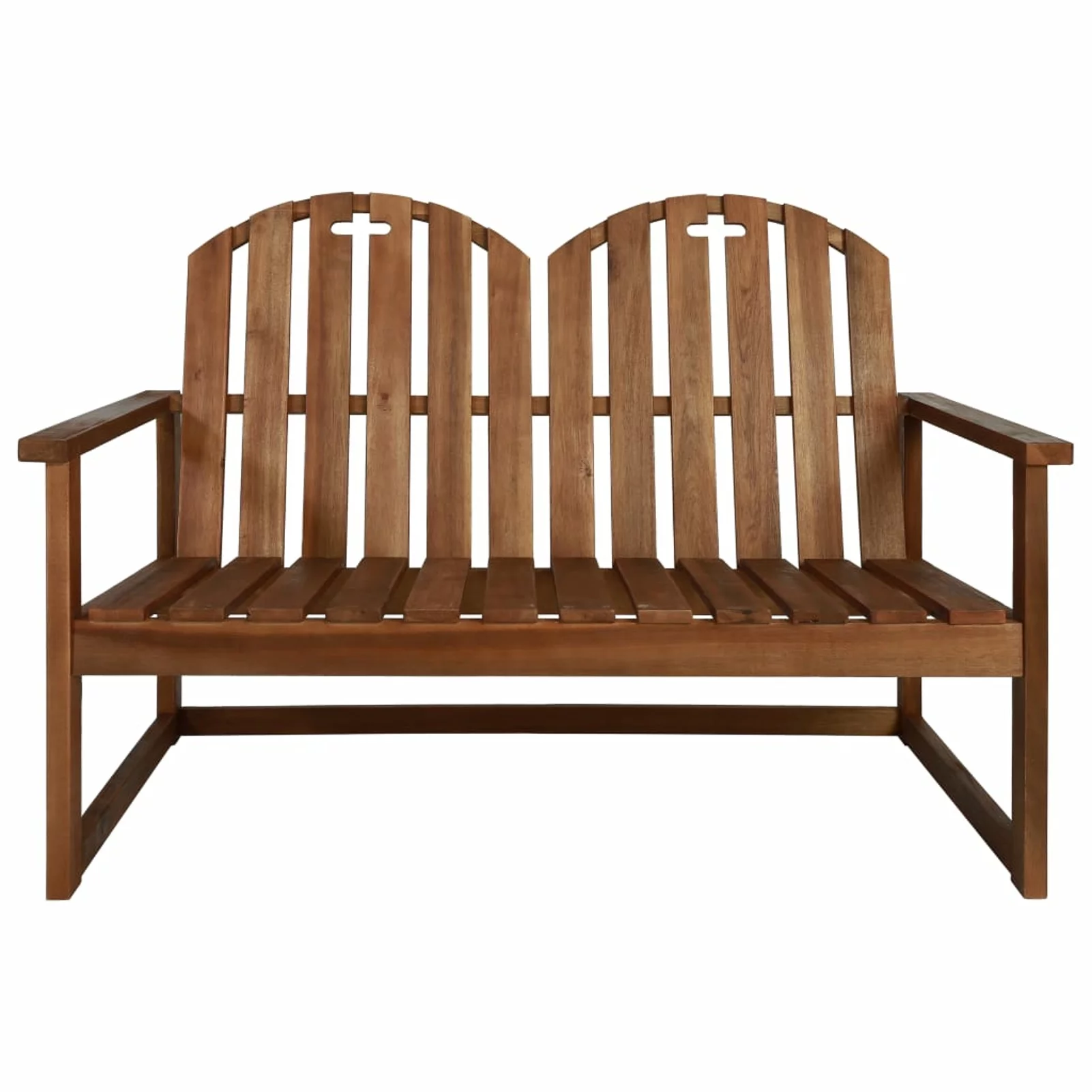 Anself 2-Seater Wooden Garden Bench Acacia Wood Patio Porch Chair Seat with Backrest and Armrest Outdoor Bench for Backyard, Balcony, Lawn Furniture 43.3 x 24.8 x 31.1 Inches (W x D x H)