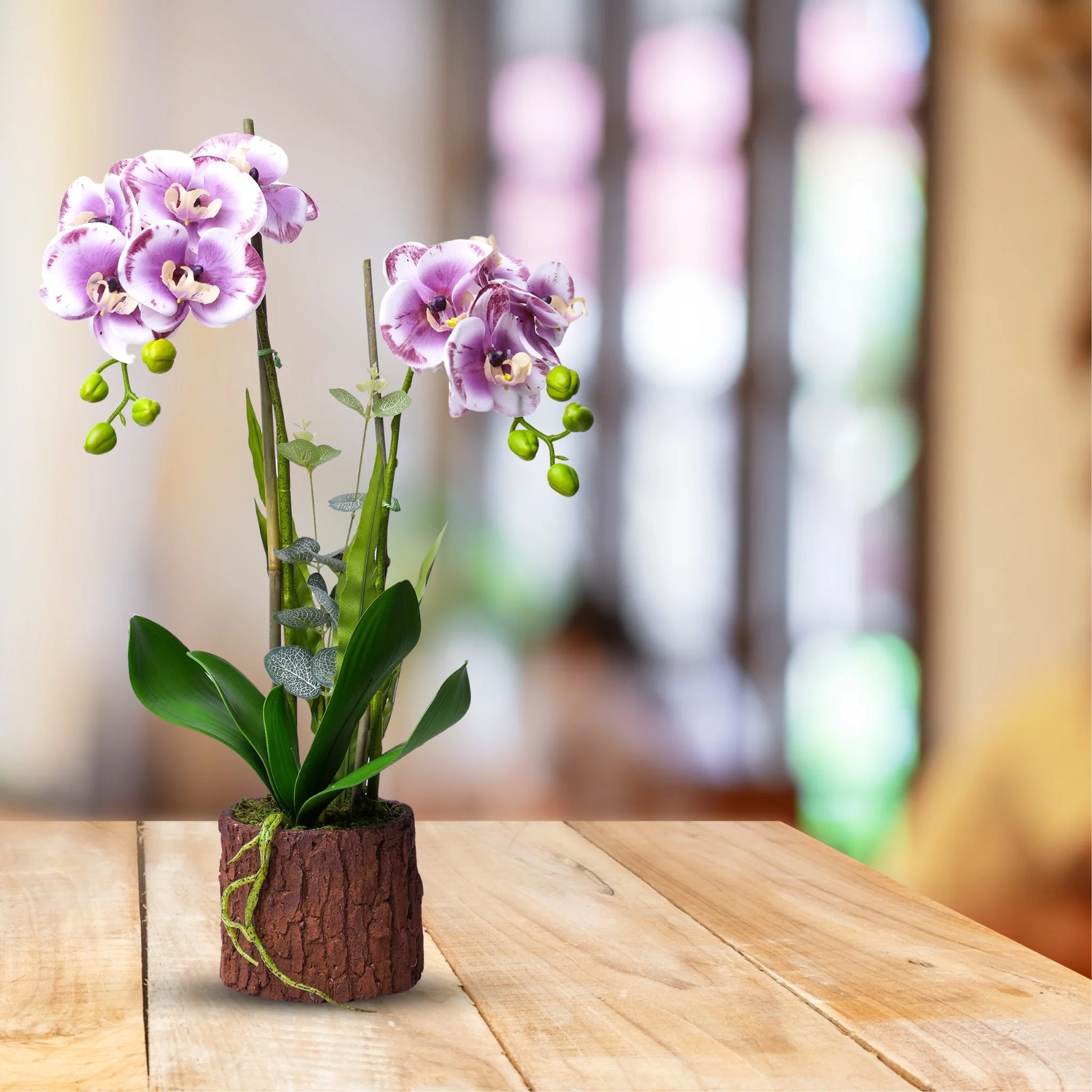 Accent Collection Faux Orchid Plant, Artificial Flowers for Home, Indoor Fake Plant