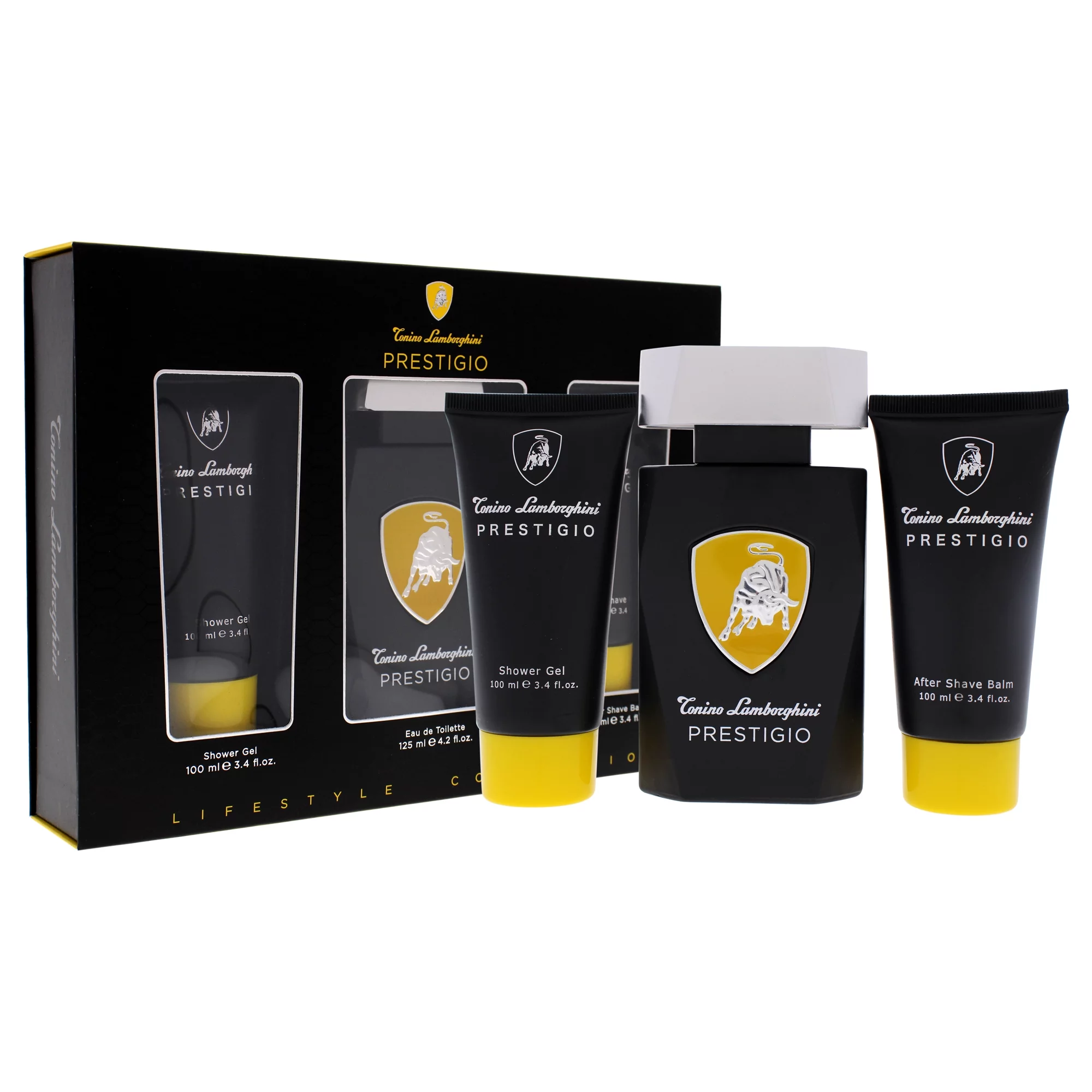 Tonino Lamborghini Prestigio - 3 Pc Gift Set 4.2oz EDT Spray, 3.4oz Shower Gel, 3.4oz After Shave Balm