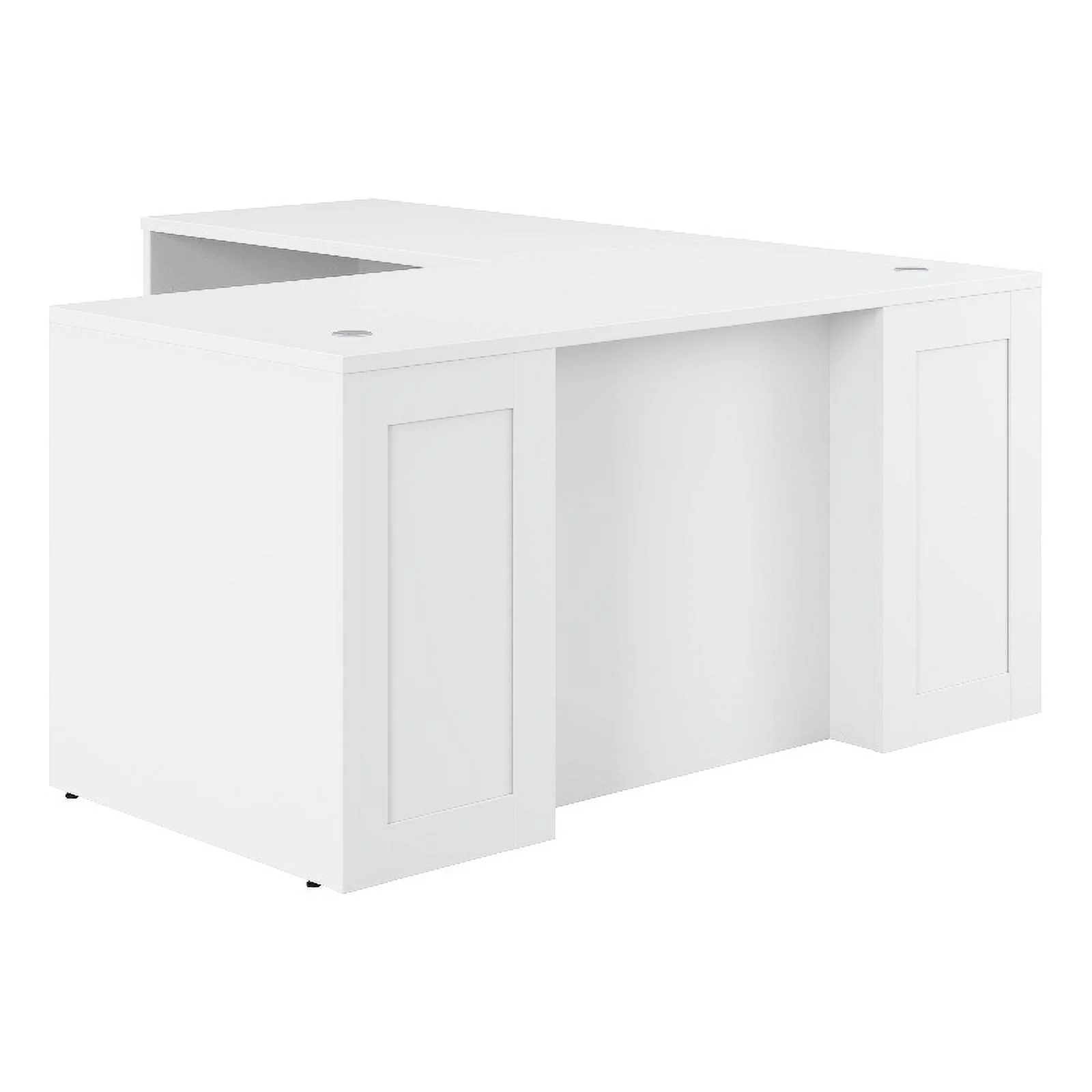 Bowery Hill 60W x 30D Executive L-Shaped Desk in White - Engineered Wood