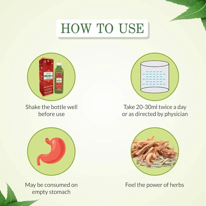 Musli Juice 500ml | Improves Power And Vitality | Useful In General Weakness | Health Tonic | Natural Herbal Product with WHO GLP, GMP, ISO Certification |