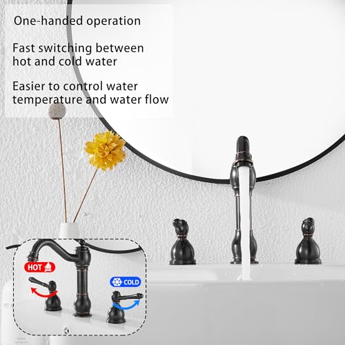 GGStudy 360° Swivel Antique Brass Bathroom Vessel Sink Faucet Single Handle One Hole Matching with Pop Up Drain