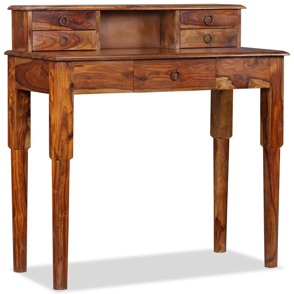 Dcenta Writing Desk with 5 Drawers Solid Sheesham Wood 35.4
