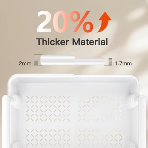 Pipishell 3 Tier Rolling Cart Organizer, Plastic Rolling Cart with Lockable Wheels & Reinforced Handle, Lightweight Utility Cart Storage Cart for Nursery, Kitchen, Bathroom, Craft Room, White, PIUC14W