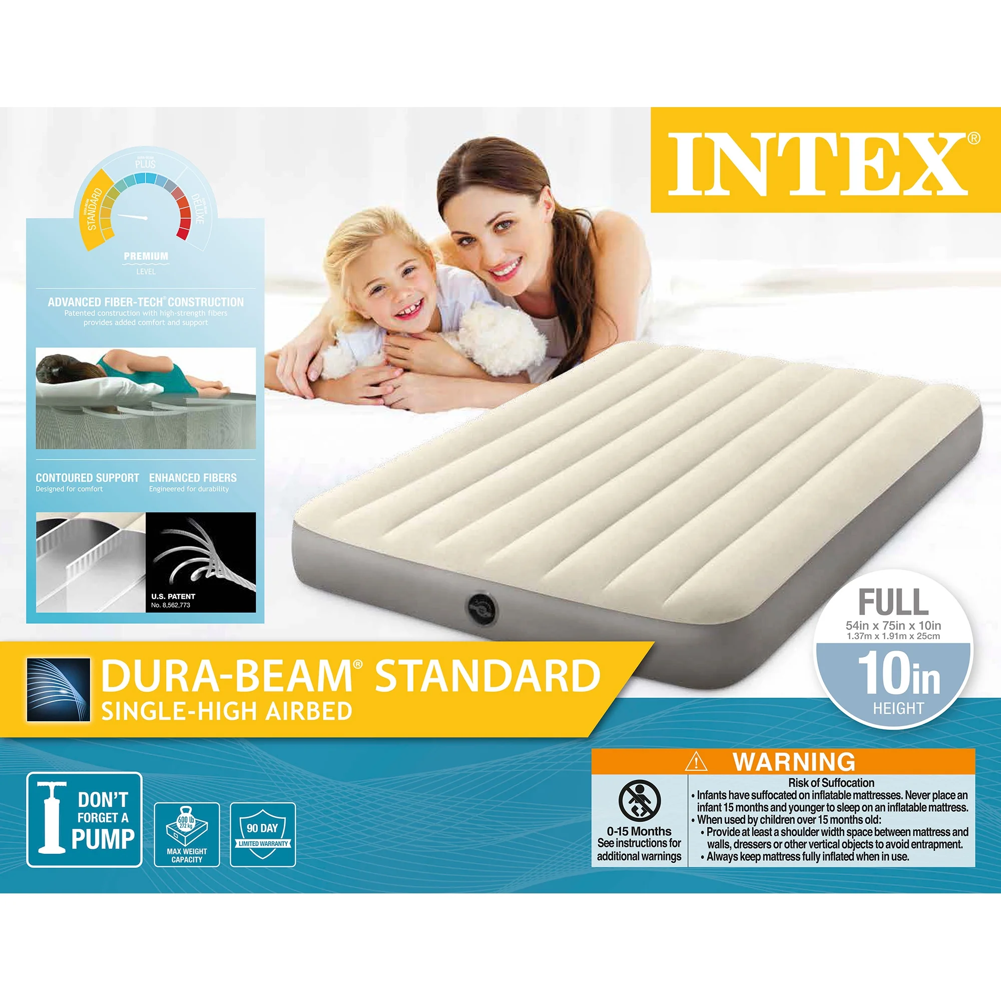Intex Dura-Beam Standard Series Single Height Inflatable Airbed, Full