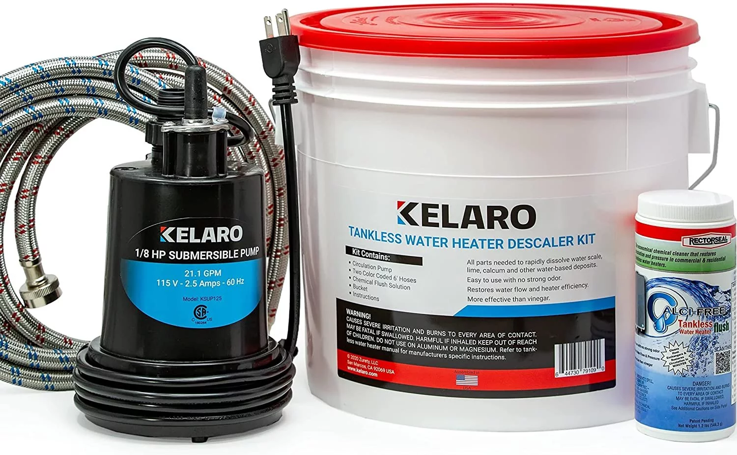 Tankless Water Heater Flushing Kit with Rectorseal Calci-Free by Kelaro