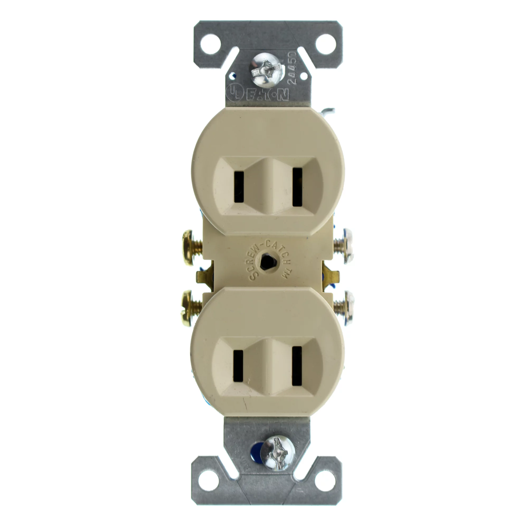 Hubbell RR15NGIZ Duplex Recetpacle Outlet, Non-Grounding, 2-Wire, 15-Amp, 120-Volt, Ivory, (50-Pack)