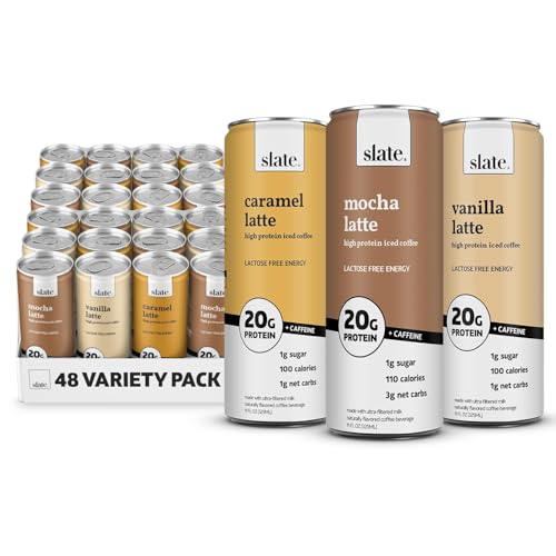 Slate Milk - High Protein Milk Shake - Dark Chocolate - Lactose Free, 20g Protein, 1g Sugar, 100 Calories, 1g Net Carbs, No Added Sugar - Natural, Breakfast Boost, Post Workout - 11 fl oz, 12 Cans