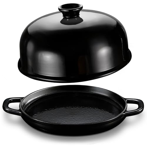 Kook Bread Oven, Sourdough Pan with Lid and Handles, Enameled Cast Iron Pan and Ceramic Lid, For Baking, Cooking, Roasting, Black