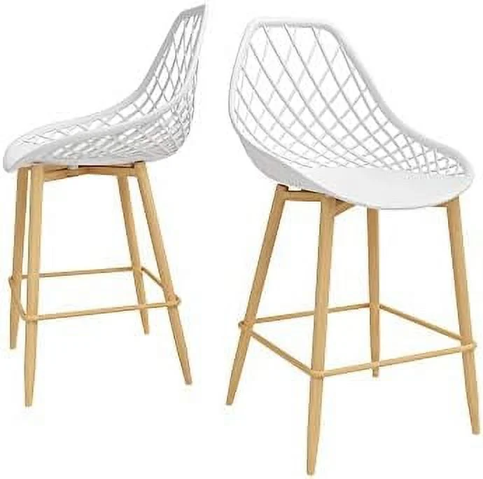 KHBIULIFE Kurv Counter Chair (Set of 2) (White/Natural)