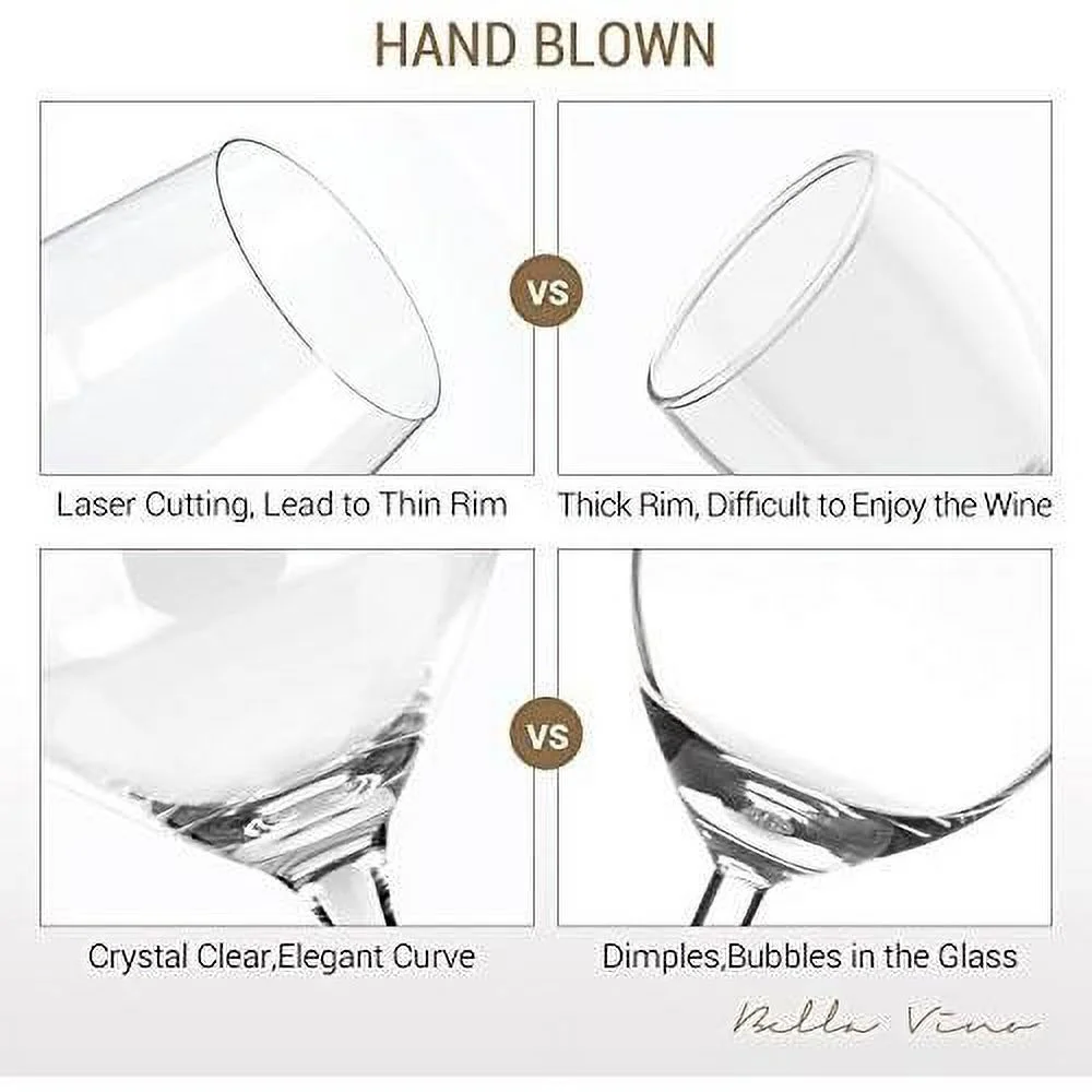Hand Blown Crystal Champagne Flutes - Standard Champagne Glasses Made From Premium Crystal Glass, Great Gift, 10.5