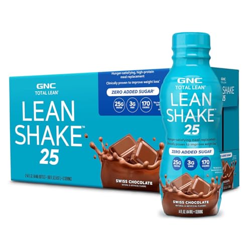 GNC Lean Shake 25 Protein Shake, Clinically Proven Weight Management, Meal Replacement, 25g Protein with Zero Added Sugar, Ready To Drink, Vanilla Bean, Pack of 12