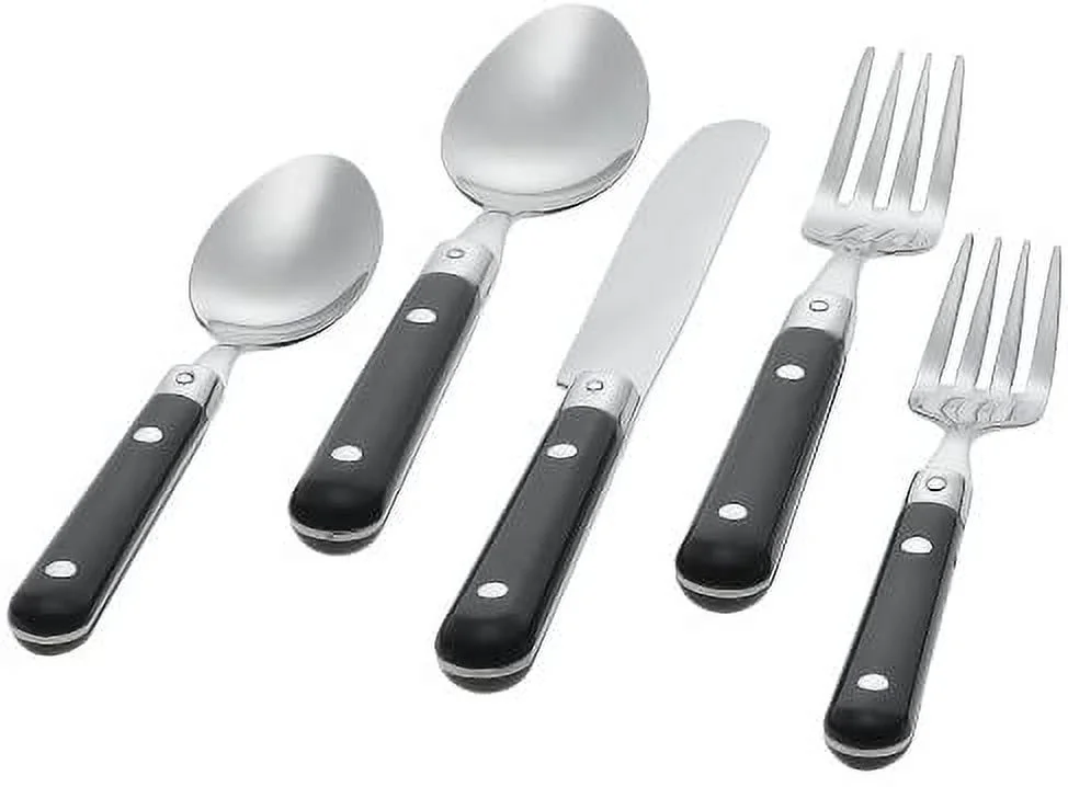 Ginkgo International Le Prix 20-Piece Stainless Steel Flatware Place Setting, Black, Service for 4
