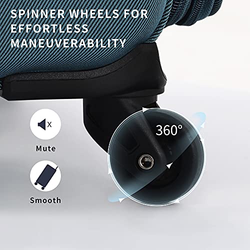 Merax Suitcase Set Softside 3-Piece Expandable Luggage with TSA Lock Spinner Wheels Lightweight Upright Luggage with Travel Bag(22/26/30 IN, Deep Blue)